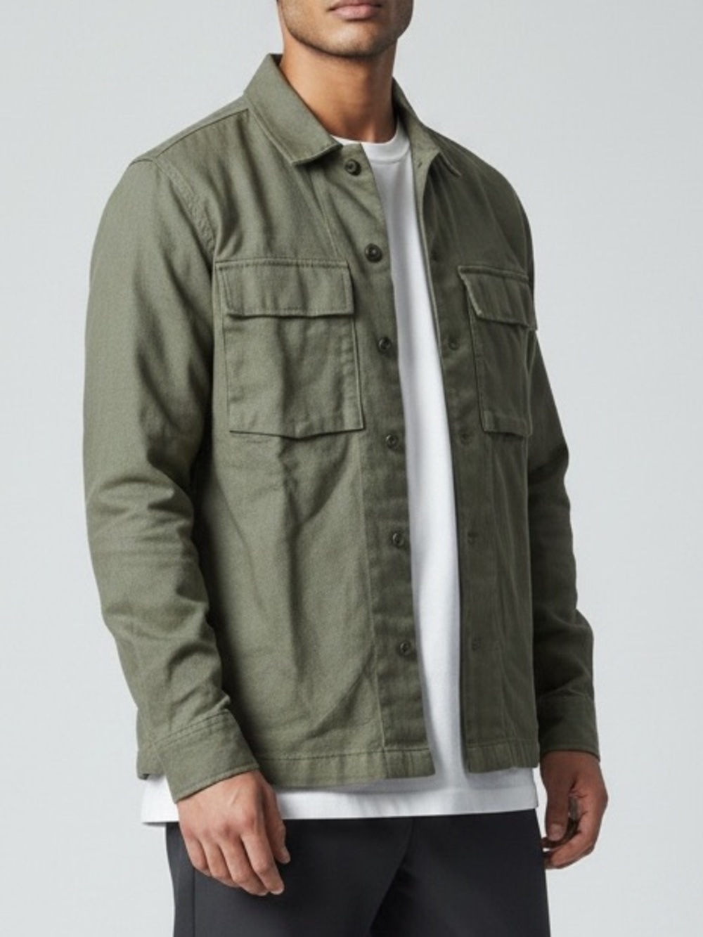 Jack & Jones Premium Green Canvas Utility Overshirt Jacket - Size M